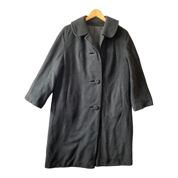 Women’s 100 percent Black Cashmere Overcoat Size M - Picture 1 of 16